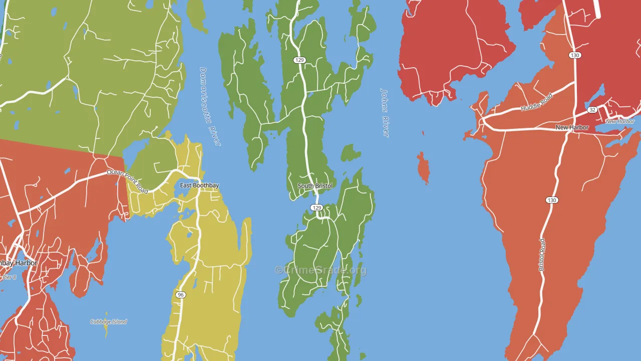 South Bristol, ME Map of Burglary Rates