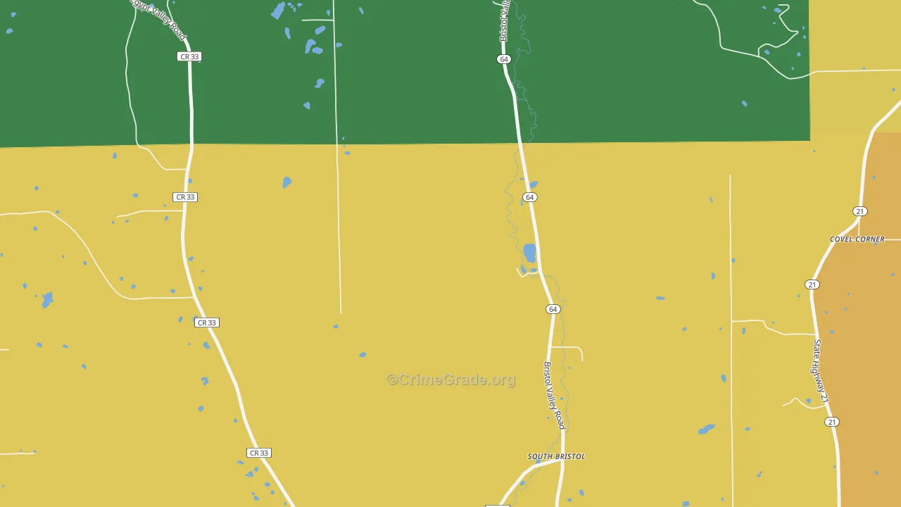 South Bristol, NY Map of Burglary Rates