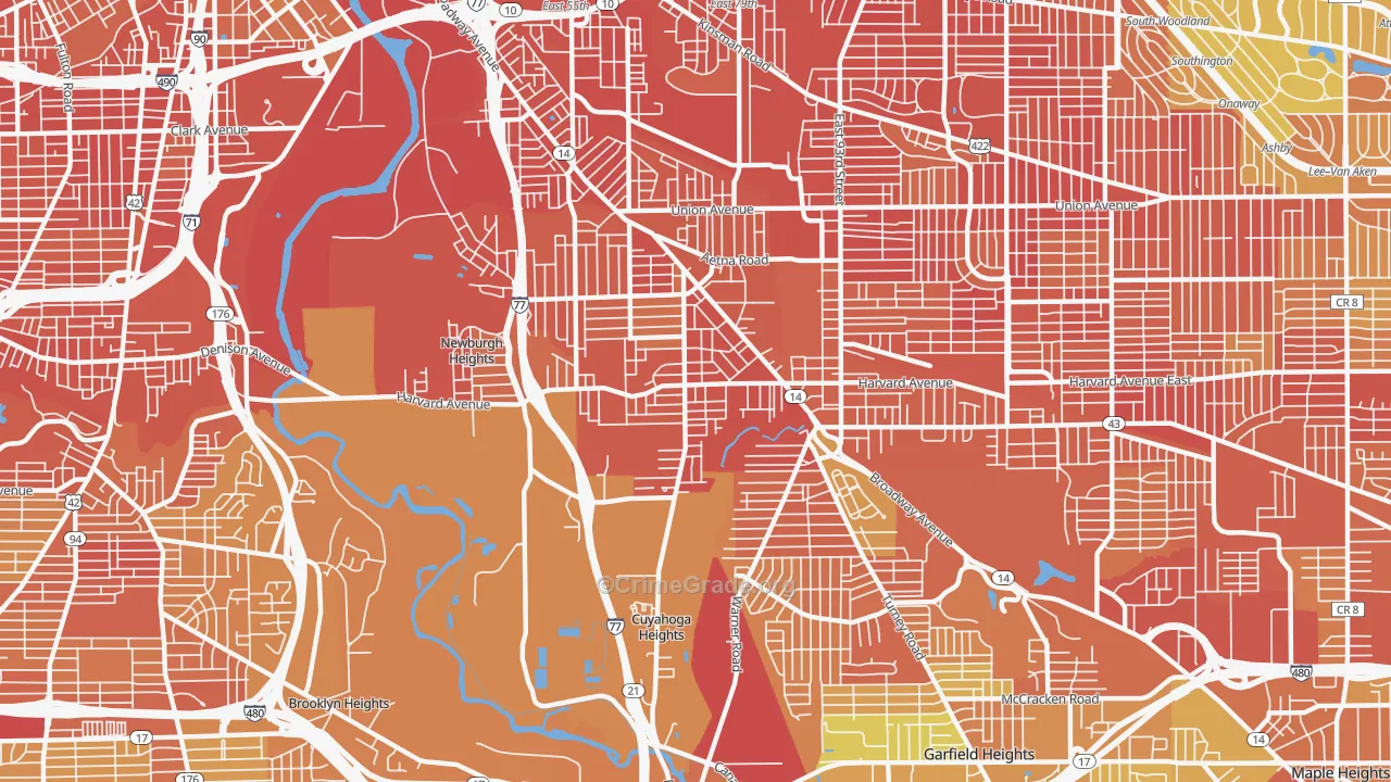 South Broadway, Cleveland, OH Map of Burglary Rates