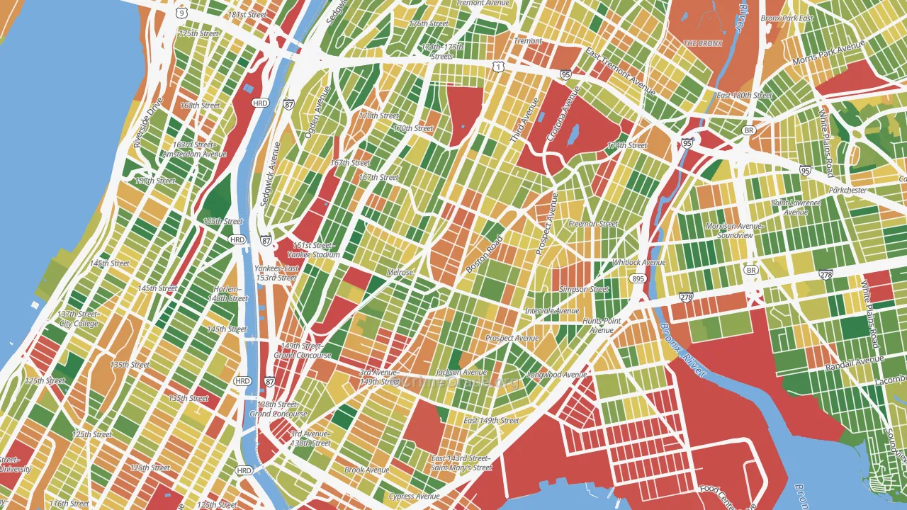 South Bronx, Bronx, NY Map of Burglary Rates