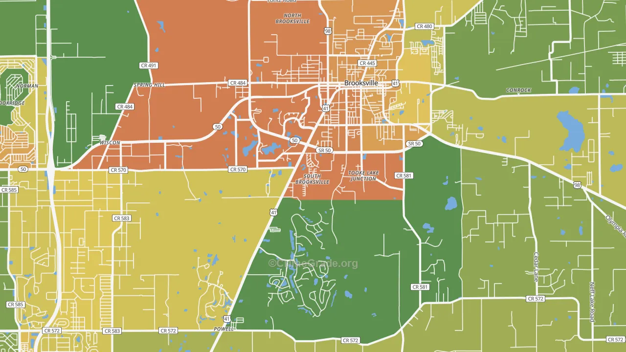 South Brooksville, FL Map of Burglary Rates