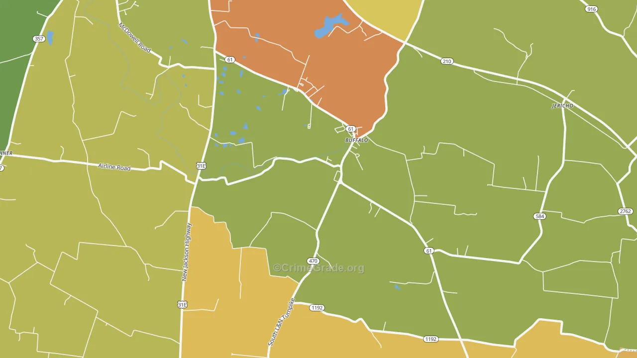 South Buffalo, KY Map of Burglary Rates