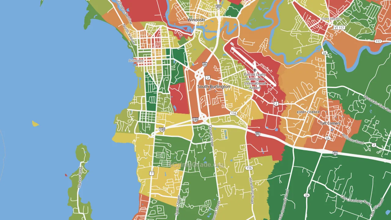 South Burlington, VT Map of Burglary Rates