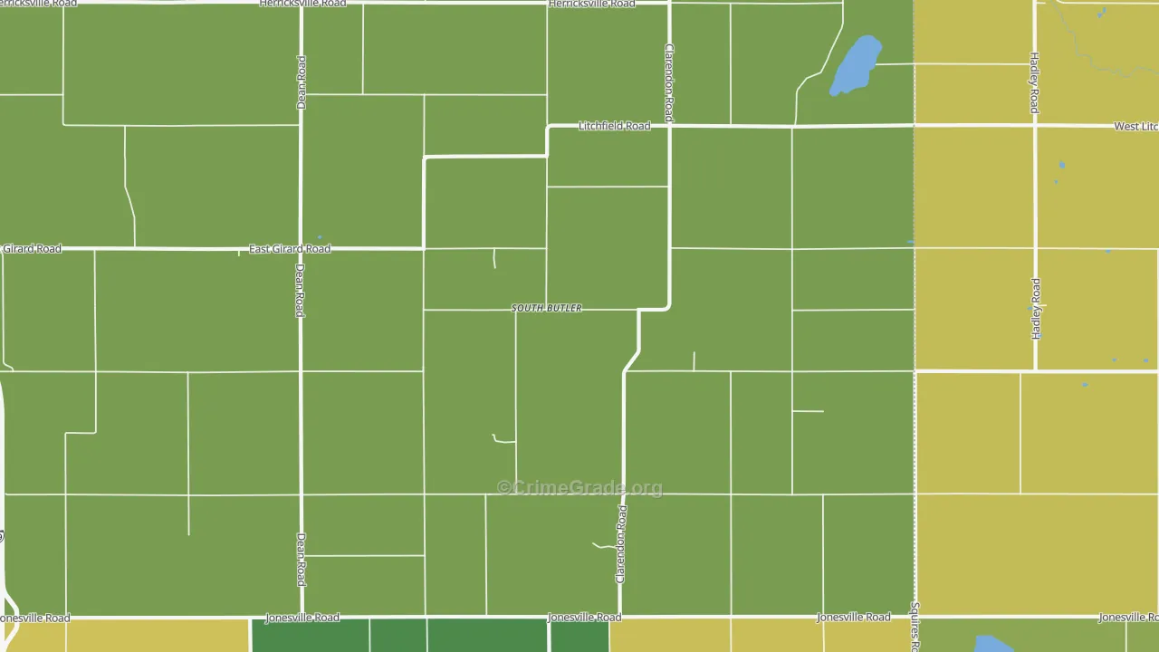 South Butler, MI Map of Burglary Rates