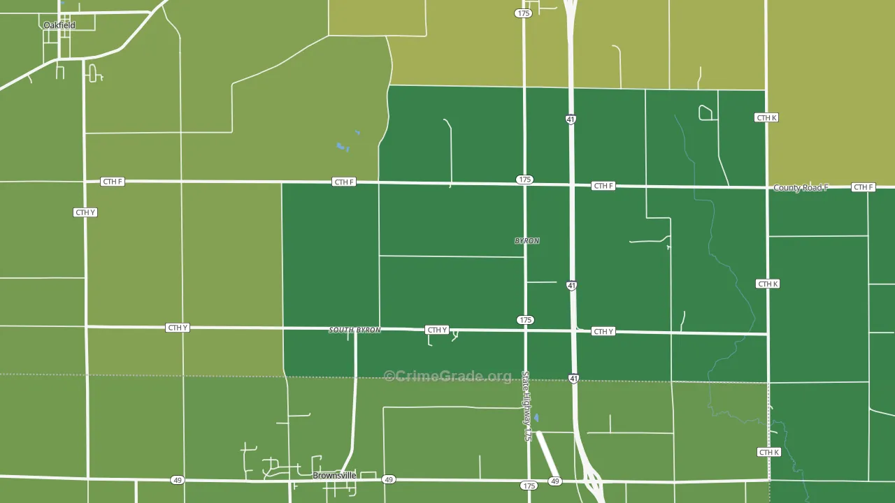 South Byron, WI Map of Burglary Rates