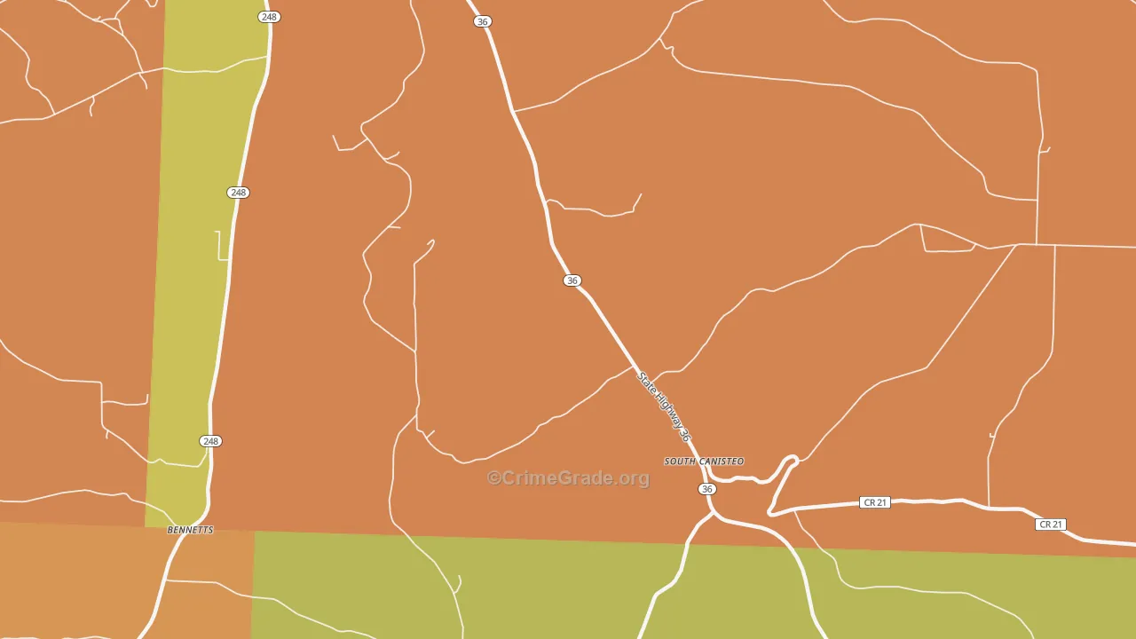South Canisteo, NY Map of Burglary Rates