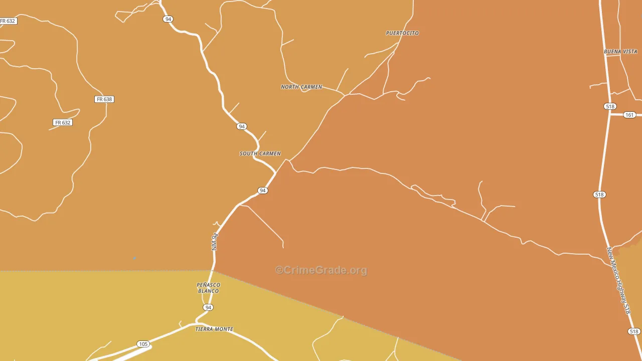 South Carmen, NM Map of Burglary Rates