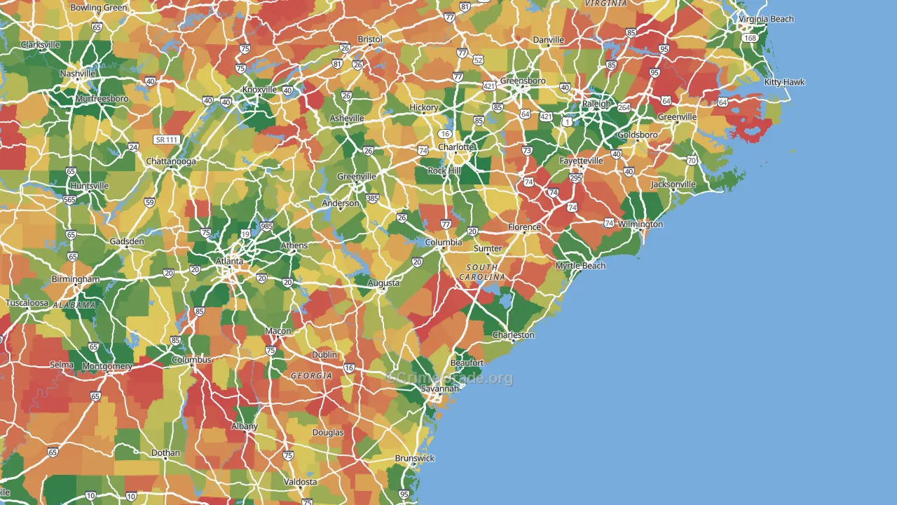 South Carolina Map of Burglary Rates