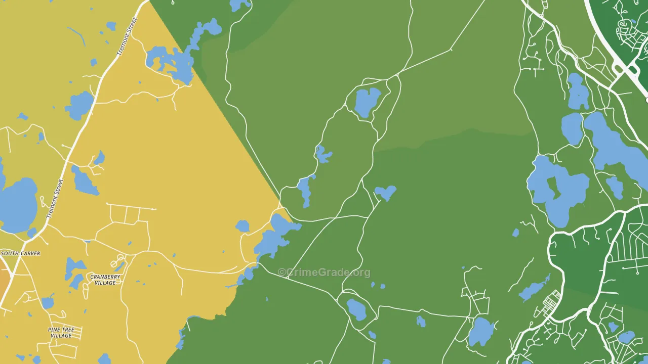 South Carver, MA Map of Burglary Rates