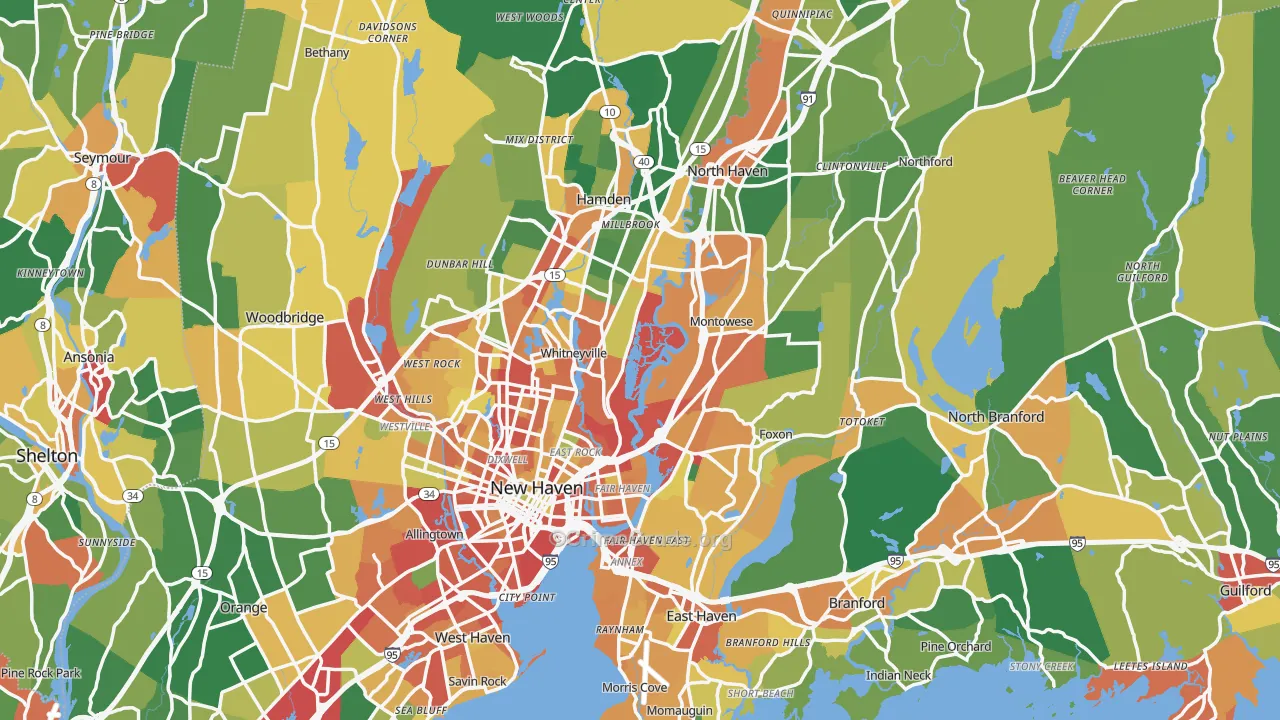 South Central Connecticut Planning Region, CT Map of Burglary Rates