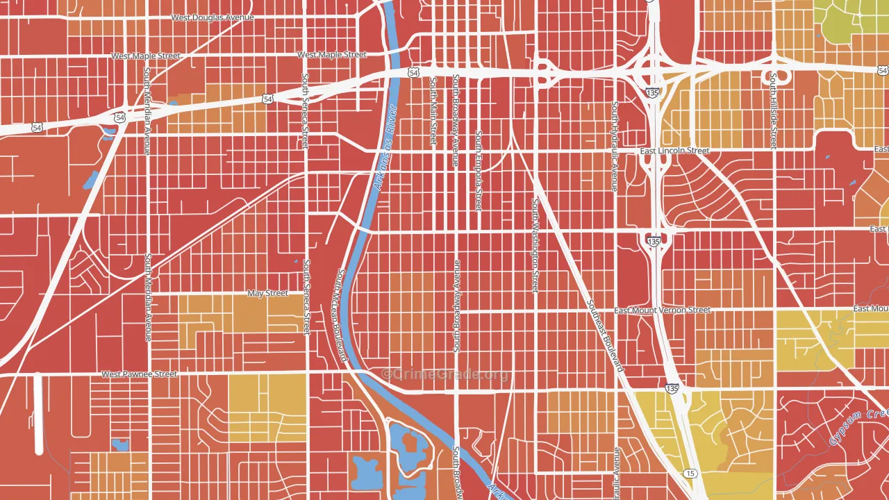 South Central Improvemen, Wichita, KS Map of Burglary Rates