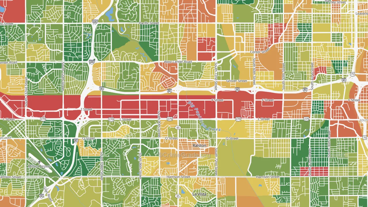 South Central Omaha, Omaha, NE Map of Burglary Rates