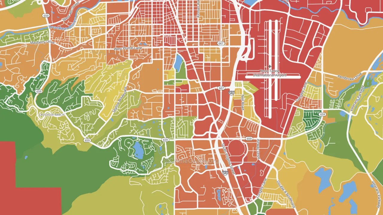 South Central, Reno, NV Map of Burglary Rates