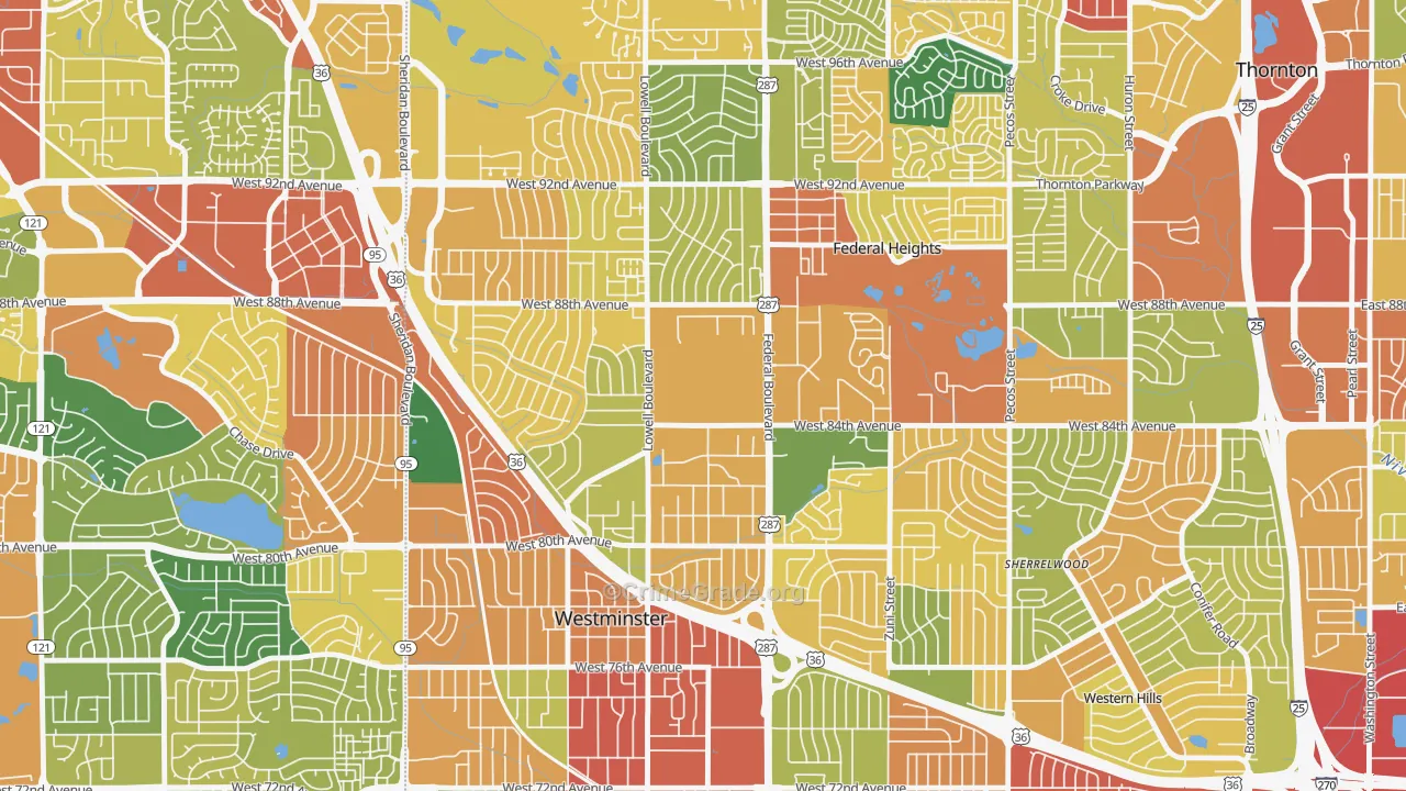 South Central Westminster, Westminster, CO Map of Burglary Rates