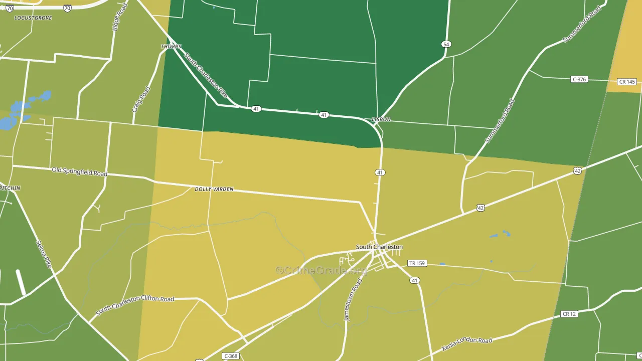 South Charleston, OH Map of Burglary Rates