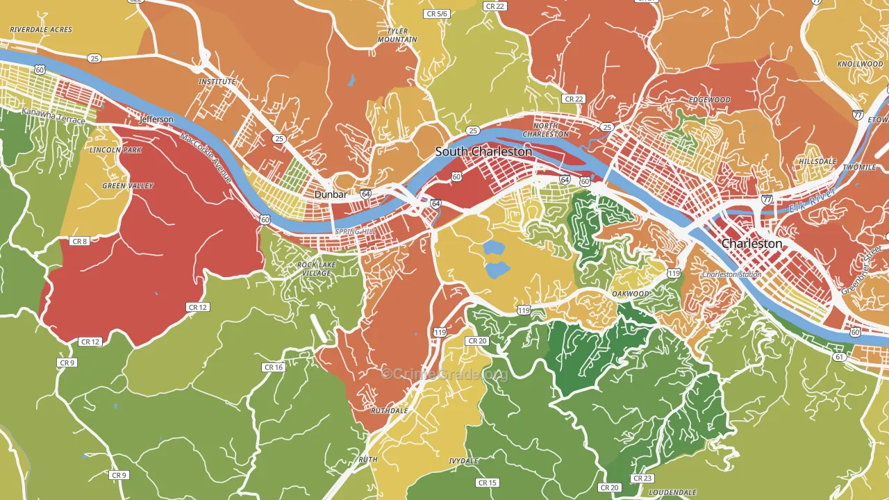 South Charleston, WV Map of Burglary Rates