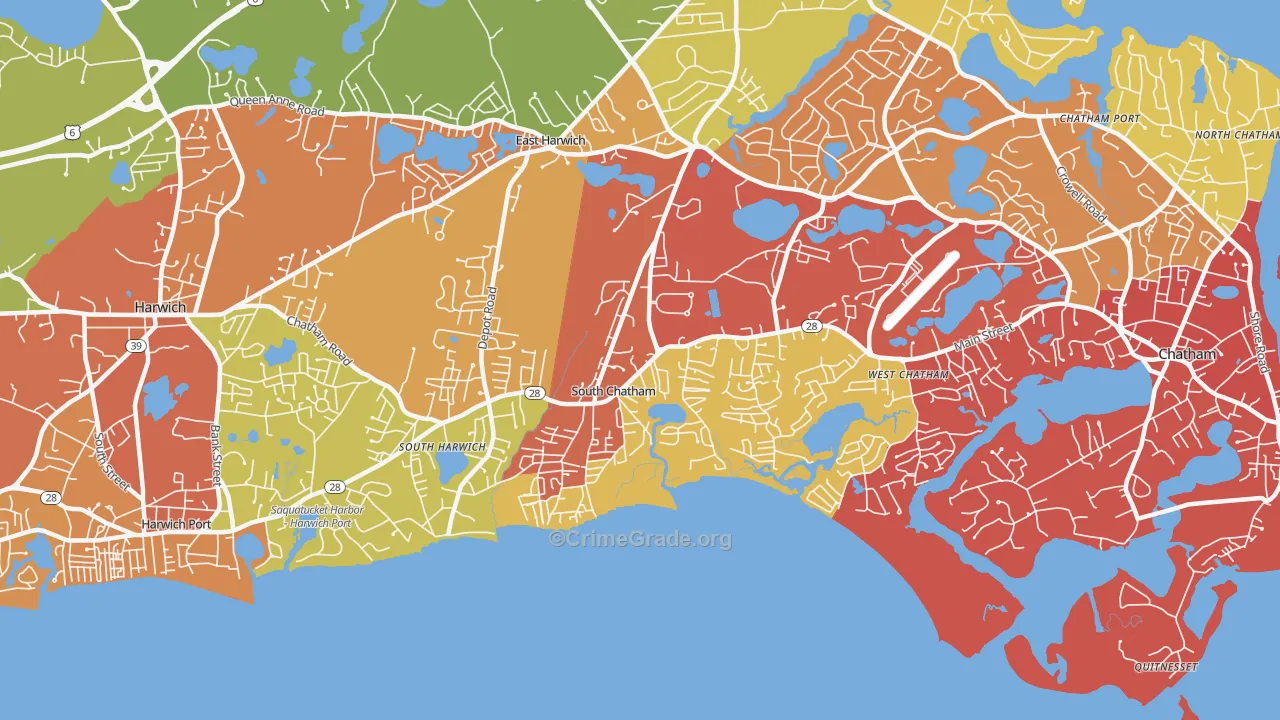 South Chatham, MA Map of Burglary Rates