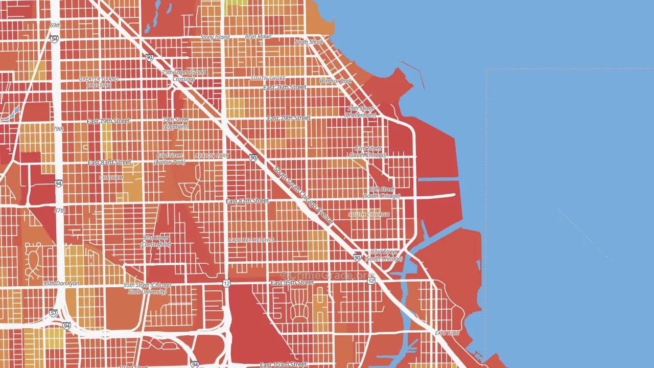 South Chicago, Chicago, IL Map of Burglary Rates