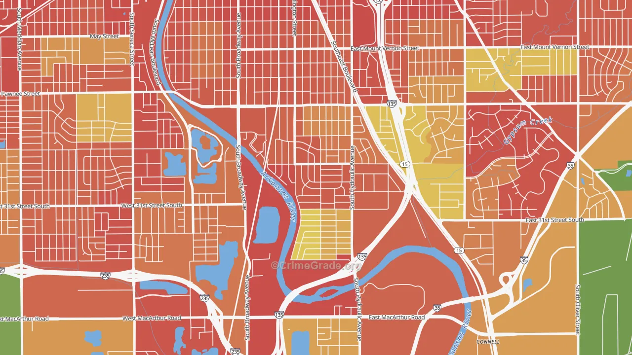 South City Community, Wichita, KS Map of Burglary Rates