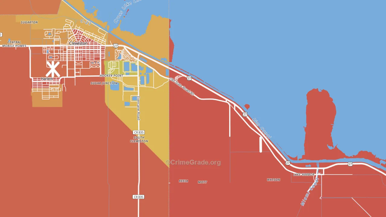South Clewiston, FL Map of Burglary Rates
