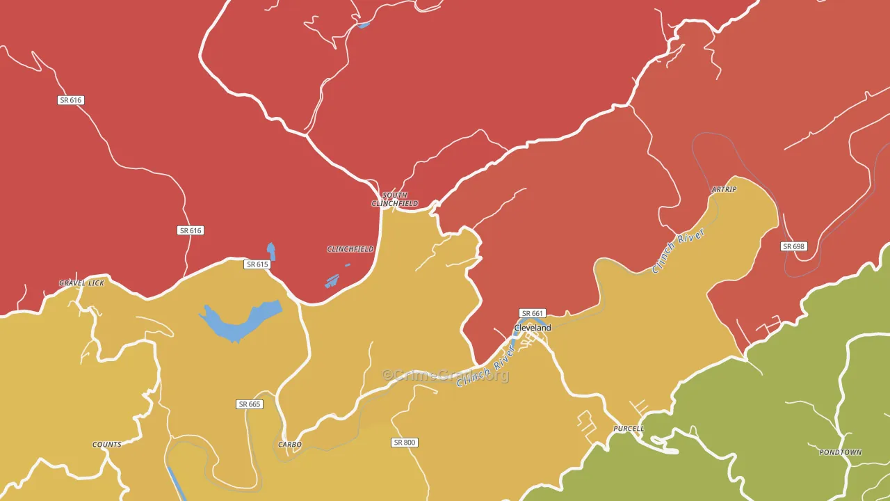 South Clinchfield, VA Map of Burglary Rates