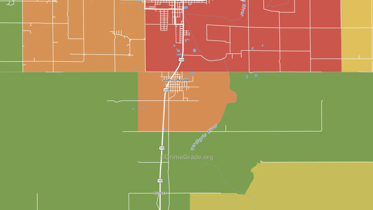South Coffeyville, OK Map of Burglary Rates