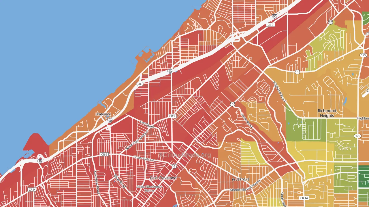 South Collinwood, Cleveland, OH Map of Burglary Rates