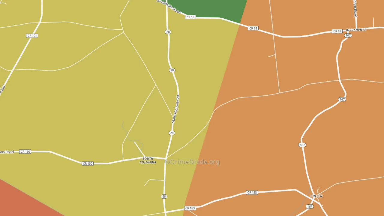 South Columbia, NY Map of Burglary Rates