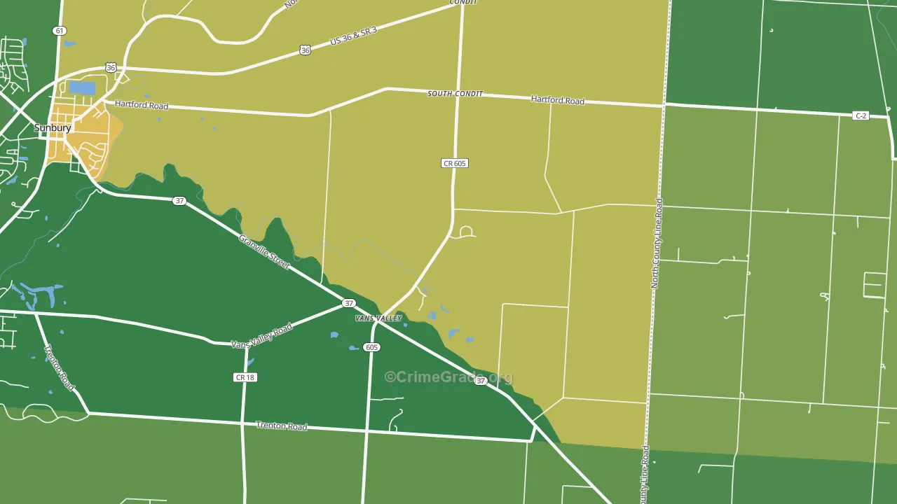 South Condit, OH Map of Burglary Rates