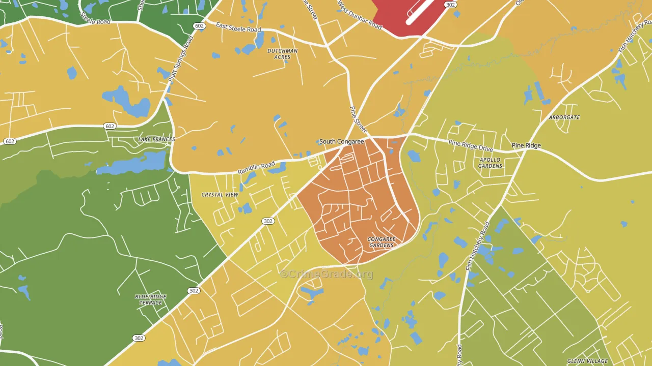 South Congaree, SC Map of Burglary Rates