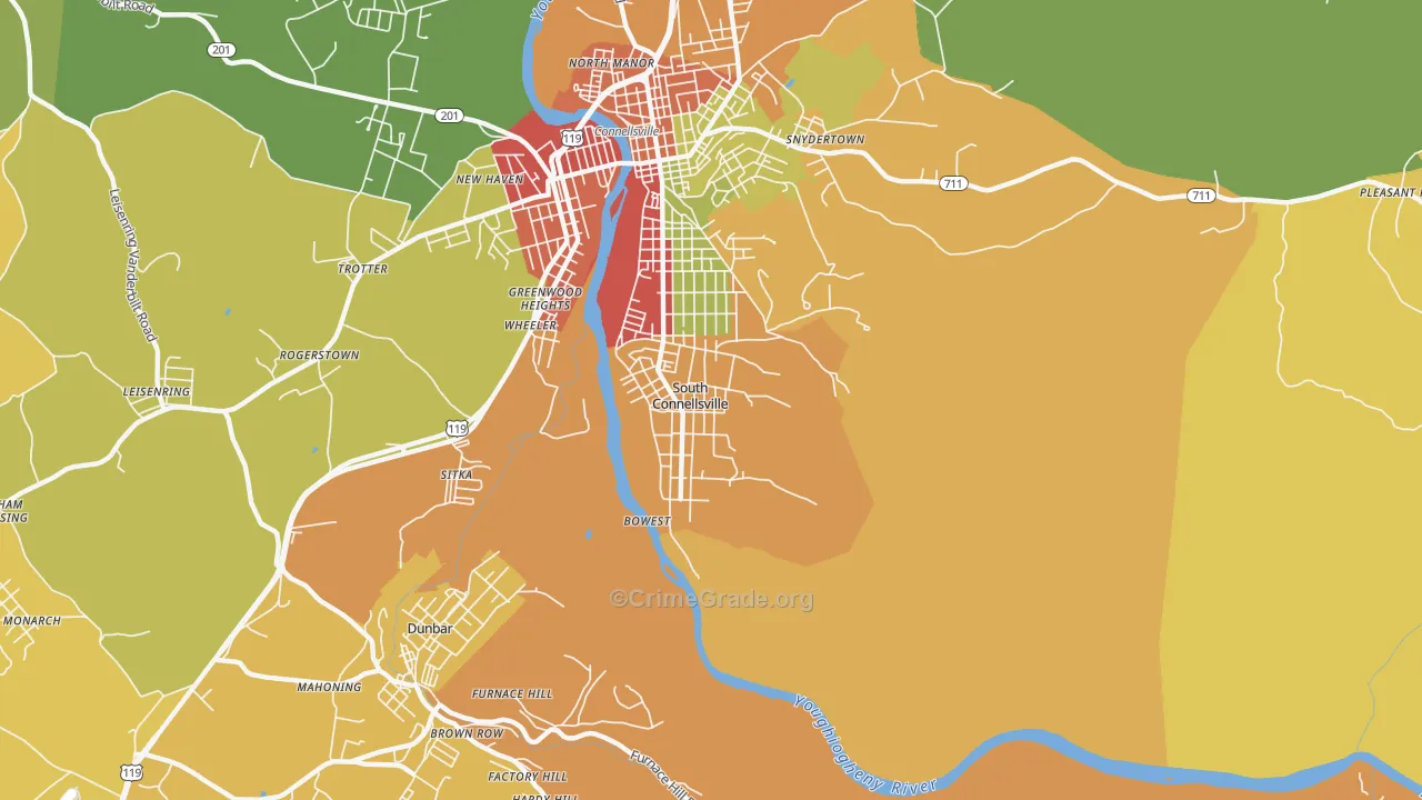 South Connellsville, PA Map of Burglary Rates