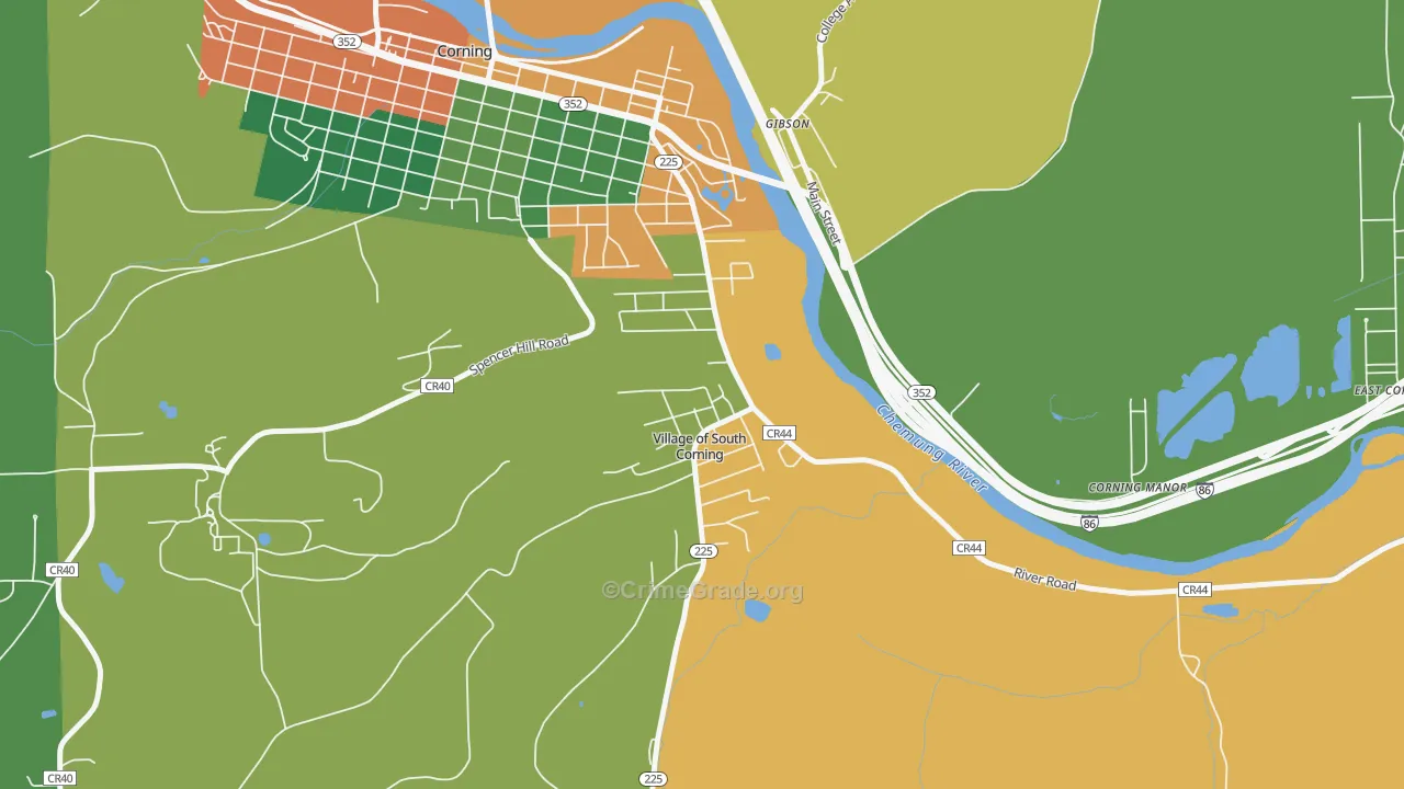 South Corning, NY Map of Burglary Rates
