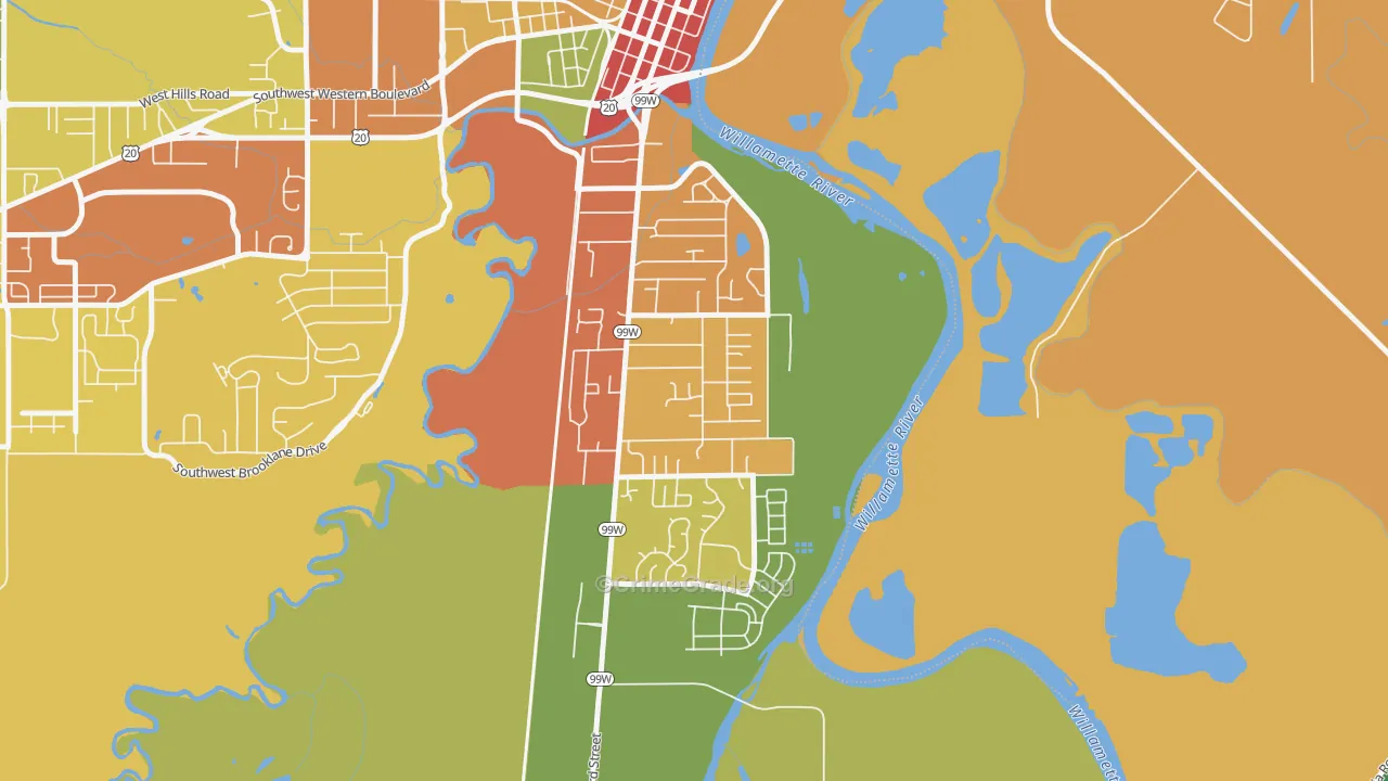 South Corvallis Neighbors, Corvallis, OR Map of Burglary Rates