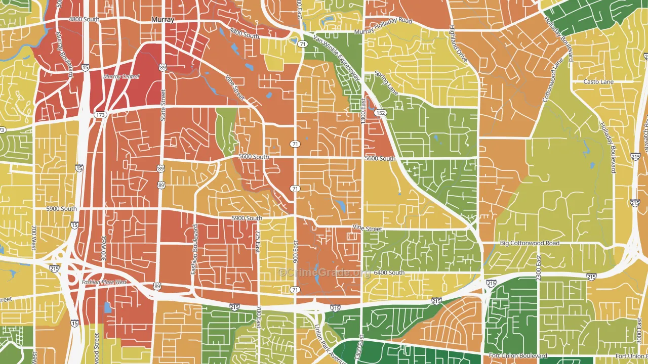 South Cottonwood Acres, Murray, UT Map of Burglary Rates