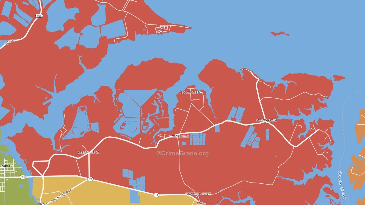 South Creek, NC Map of Burglary Rates