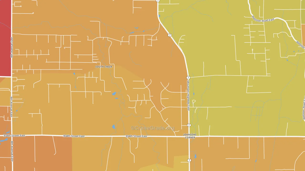 South Creek, WA Map of Burglary Rates