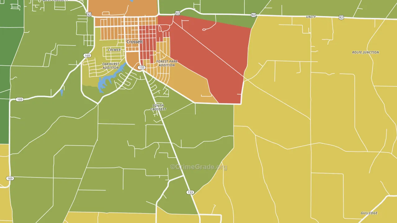 South Crossett, AR Map of Burglary Rates