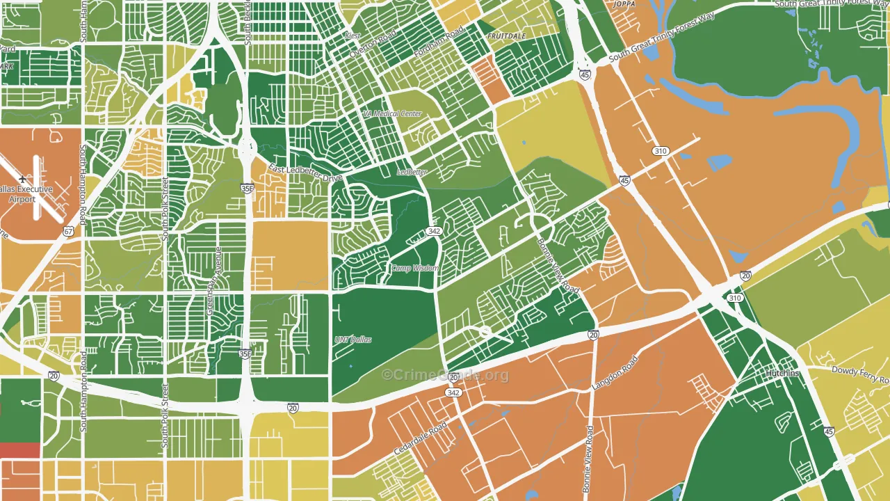 South Dallas Fair Park, Dallas, TX Map of Burglary Rates