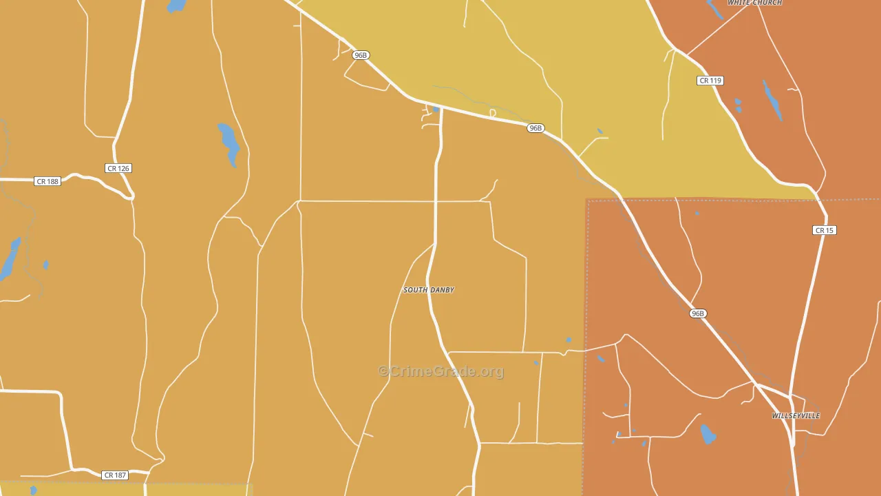 South Danby, NY Map of Burglary Rates