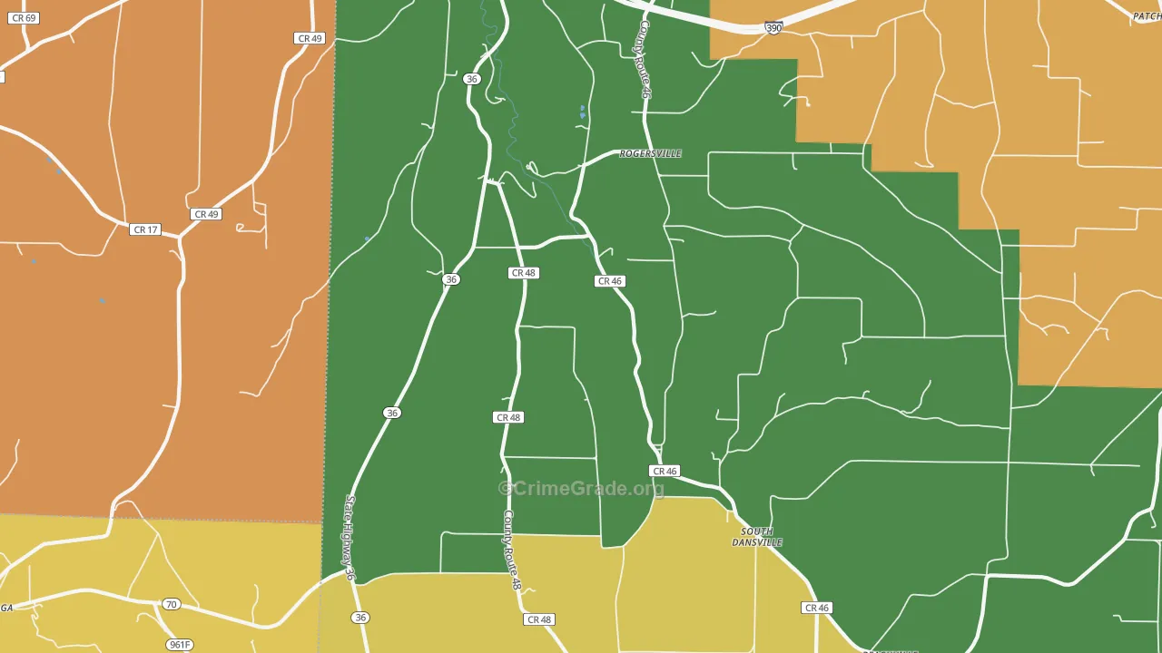 South Dansville, NY Map of Burglary Rates