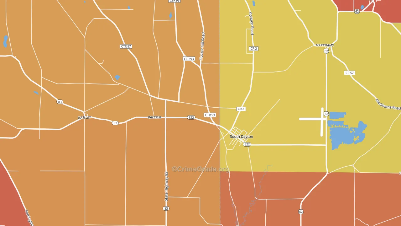 South Dayton, NY Map of Burglary Rates