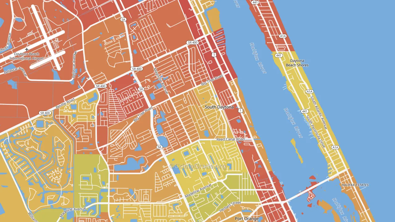 South Daytona, FL Map of Burglary Rates