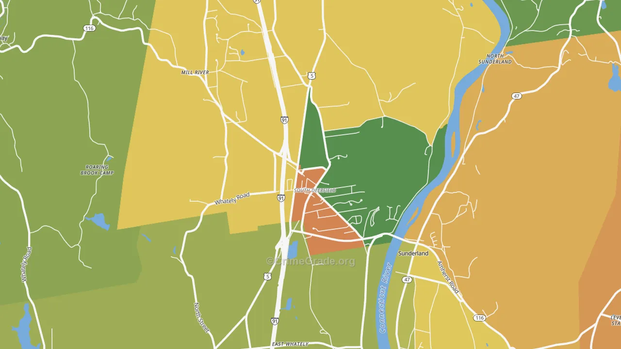 South Deerfield, MA Map of Burglary Rates