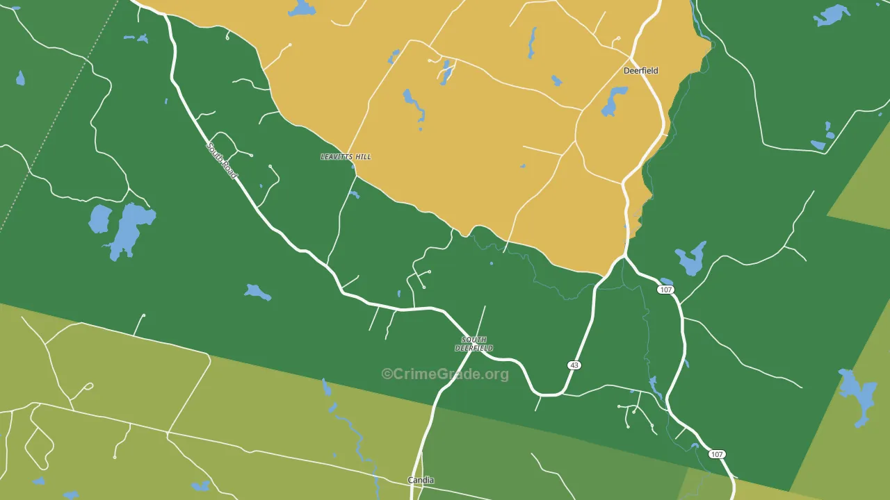 South Deerfield, NH Map of Burglary Rates