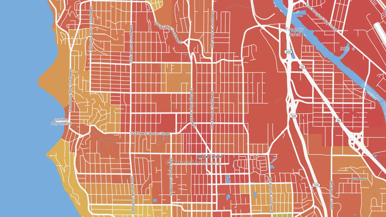 South Delridge, Seattle, WA Map of Burglary Rates