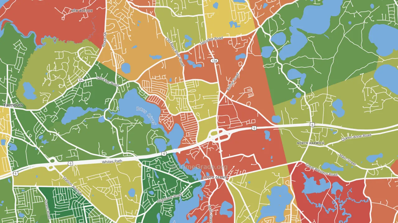 South Dennis, MA Map of Burglary Rates