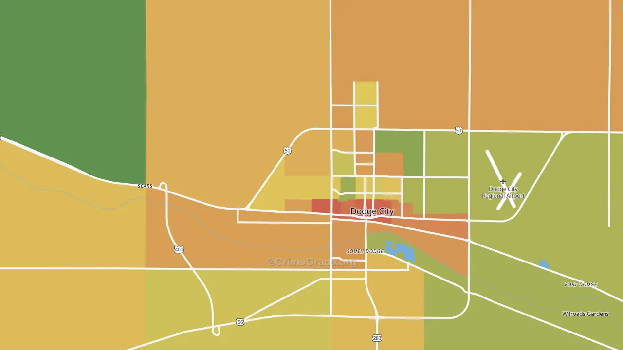 South Dodge, KS Map of Burglary Rates