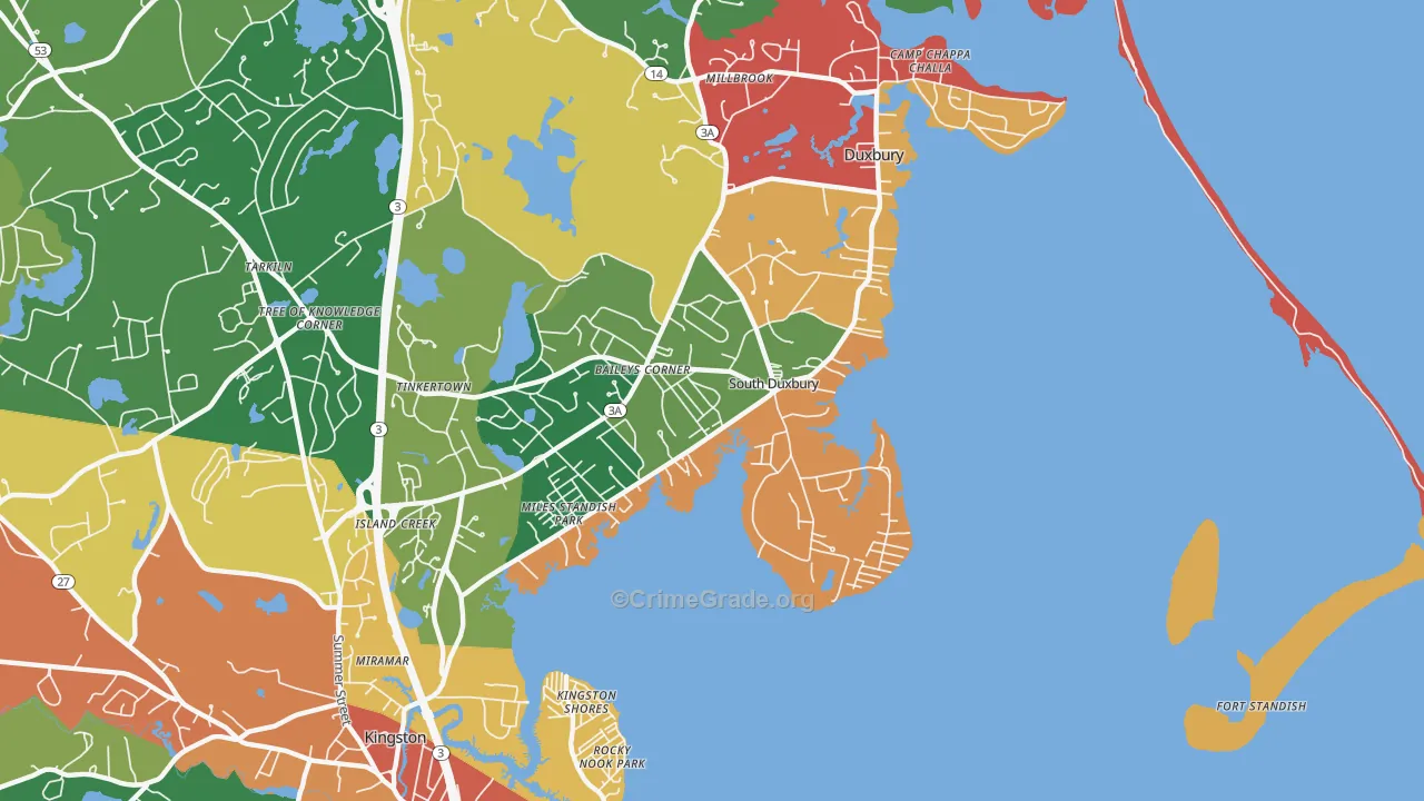 South Duxbury, Duxbury, MA Map of Burglary Rates