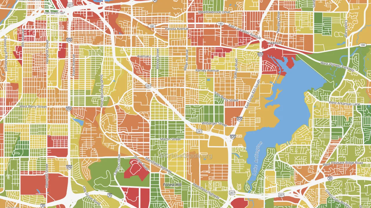 South East, Fort Worth, TX Map of Burglary Rates