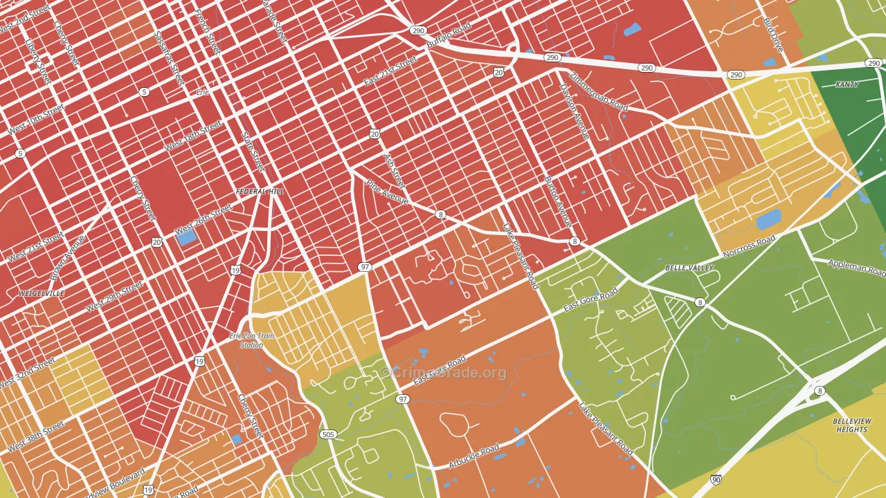 South East Hills, Erie, PA Map of Burglary Rates